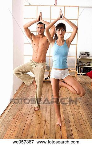 at-home, barefoot, balance, Arms raised View Large Photo Image Stock Photo - at-home, barefoot, balance, Arms raised. Fotosearch