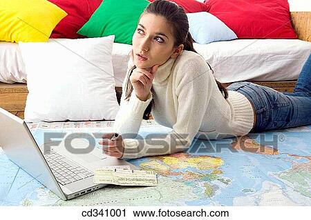 at-home, brunette, absorbed View Large Photo Image Stock Image - at-home, brunette, absorbed. Fotosearch