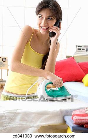 at-home, chat, brunette, appliance View Large Photo Image Stock Image - at-home, chat, brunette, appliance. Fotosearch
