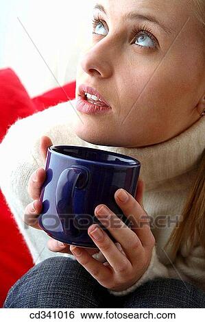 Stock Photograph - attention, blue eyes, blond, attentive, anticipation. Fotosearch