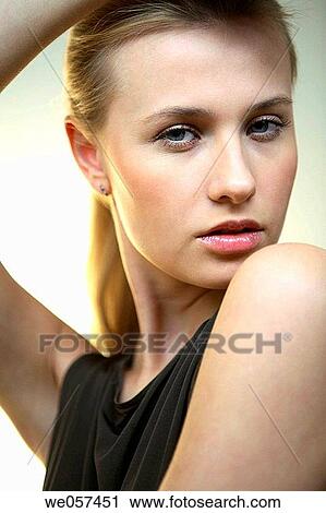 Stock Image - attractive, blue eyes, Beauty Care, beauty, arm. Fotosearch
