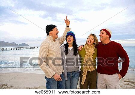 Stock Image - autumn, beach, 30's. Fotosearch