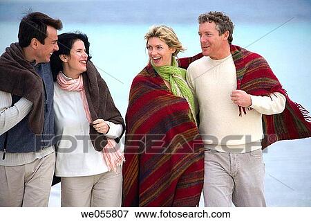 Stock Photo - autumn, blanket, beach, 30's. Fotosearch
