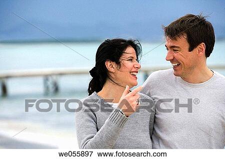 Stock Photo - autumn, bonding, bond, beach, 30's. Fotosearch