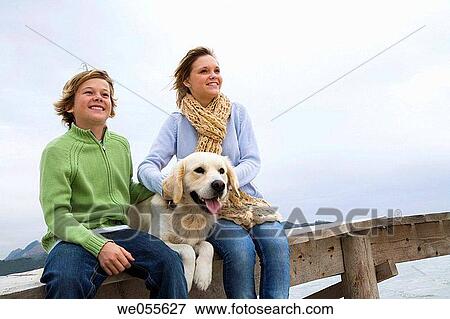 autumn, calm, brother, boy, animal View Large Photo Image Stock Photo - autumn, calm, brother, boy, animal. Fotosearch