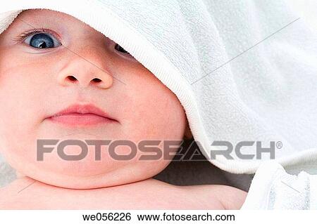 Baby Looking at Camera with Towel over head View Large Photo Image Stock Photograph - Baby Looking at Camera with Towel over head. Fotosearch