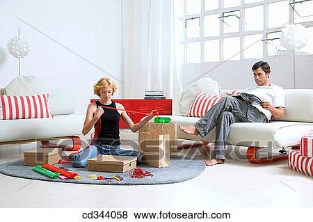 Stock Photo - bag, barefoot, at-home. Fotosearch