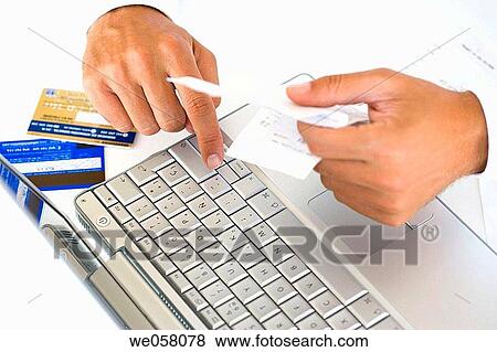 Stock Photo - Bank card, bill, calculate, calculating, calculation. Fotosearch