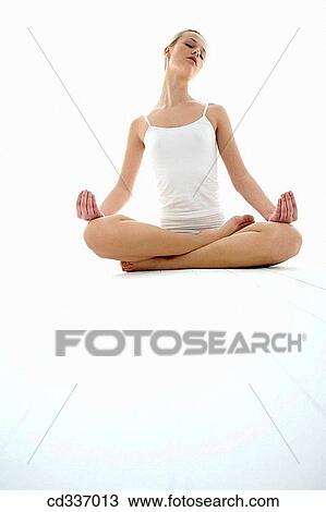 Stock Image - barefoot, clipping path, concentrate. Fotosearch