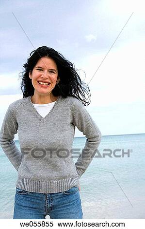 beach, brunette, calm View Large Photo Image Stock Photography - beach, brunette, calm. Fotosearch