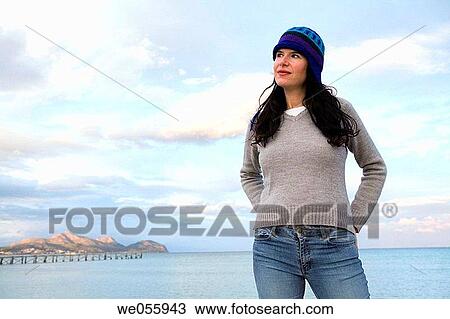 beach, calm, brunette, absorbed View Large Photo Image Stock Image - beach, calm, brunette, absorbed. Fotosearch