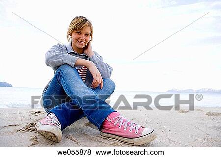 Stock Photo - beach, calm, child. Fotosearch