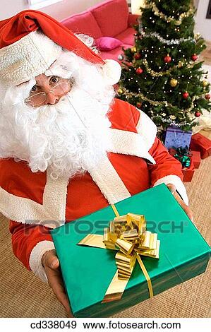 Stock Photo - beard, Christmas tree, Christmas, aged. Fotosearch