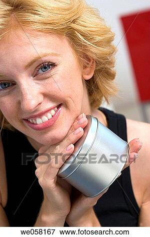 Stock Photo - blond, blue eyes, Close-up. Fotosearch
