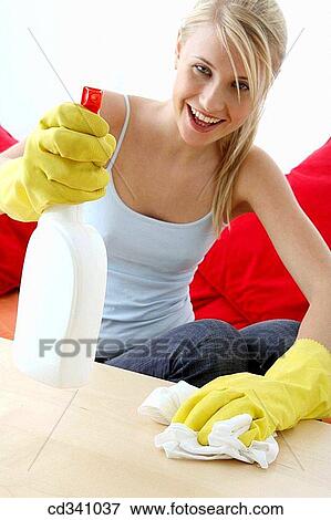 blond, cleaning, clean, at-home View Large Photo Image Stock Photo - blond, cleaning, clean, at-home. Fotosearch