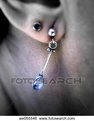Stock Photograph - Blue earring. Fotosearch