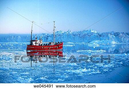 Boat in Ilulissat Icefjord, Jakobshavn glacier, Disko Bay. Greenland View Large Photo Image Stock Image - Boat in Ilulissat Icefjord, Jakobshavn glacier, Disko Bay. Greenland. Fotosearch
