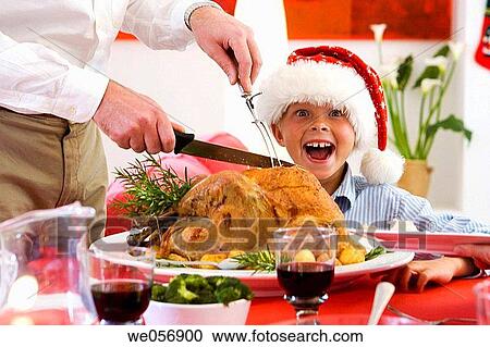 Stock Image - boy, Christmas, child, at-home. Fotosearch