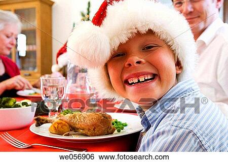 Stock Photograph - boy, Close-up, Christmas, child, at-home. Fotosearch