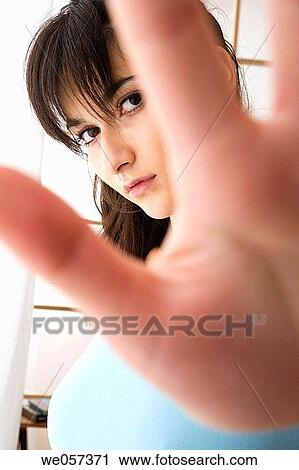 brunette, contemporary, at-home View Large Photo Image Stock Image - brunette, contemporary, at-home. Fotosearch