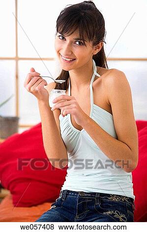 brunette, contemporary, Dairy produce View Large Photo Image Stock Photo - brunette, contemporary, Dairy produce. Fotosearch