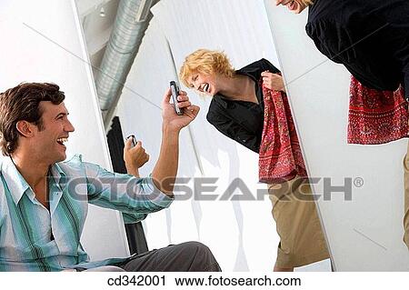 Camera Changing Room Cell Phone Amusement Stock Image