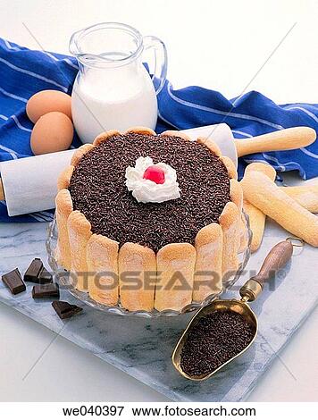 ? Charlotte? molded tart filled with chocolate mousse View Large Photo Image Stock Photo - ? Charlotte? molded tart filled with chocolate mousse. Fotosearch