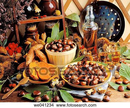 Picture - Chestnuts and sweet potatoes. Fotosearch