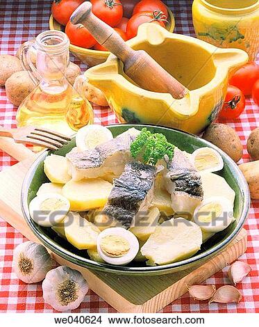 Codfish with potatoes, Basque cuisine View Large Photo Image Picture - Codfish with potatoes, Basque cuisine. Fotosearch