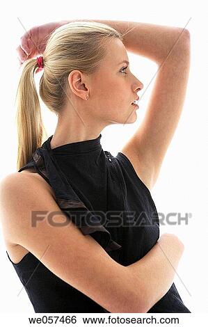 contemporary, Female, Arms raised View Large Photo Image Stock Photograph - contemporary, Female, Arms raised. Fotosearch