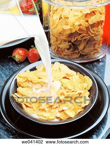 Corn flakes, breakfast View Large Photo Image Stock Image - Corn flakes, breakfast. Fotosearch