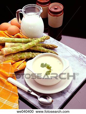 Cream of asparagus soup View Large Photo Image Stock Image - Cream of asparagus soup. Fotosearch