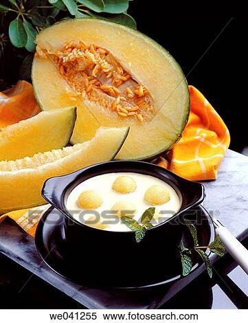 Cream of melon soup View Large Photo Image Stock Photography - Cream of melon soup. Fotosearch
