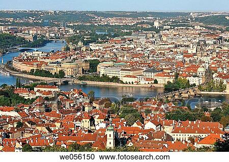 Czech Republic. Prague. Aerial view of the lesser town and the old town. Vltava River, Charles Bridge View Large Photo Image Stock Image - Czech Republic. Prague. Aerial view of the lesser town and the old town. Vltava River, Charles Bridge. Fotosearch