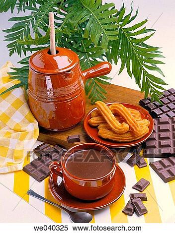 Drinking chocolate and fritters View Large Photo Image Stock Photography - Drinking chocolate and fritters. Fotosearch