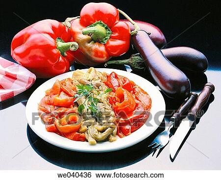 ? Escalivada? typical preparation of Catalan cuisine that consists of several types of grilled vegetables View Large Photo Image Stock Photograph - ? Escalivada? typical preparation of Catalan cuisine that consists of several types of grilled vegetables. Fotosearch