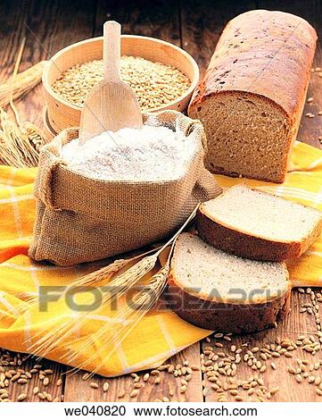 Flour and bread View Large Photo Image Stock Image - Flour and bread. Fotosearch