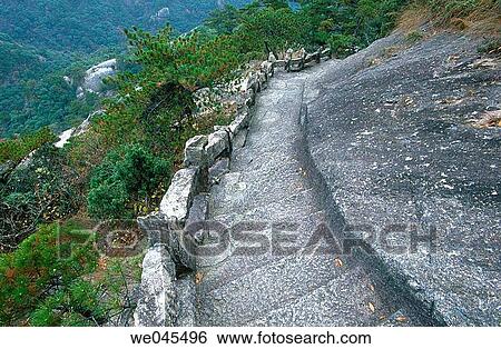 Stock Photograph - Footpath in the Yellow Mountains (Huangshan). Anhui province, China. Fotosearch