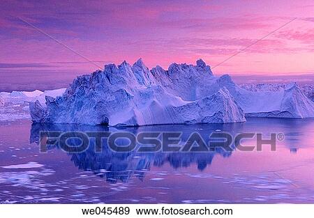Iceberg in midnight sun, Ilulissat, Jakobshavn glacier, Disko Bay. Greenland View Large Photo Image Stock Photo - Iceberg in midnight sun, Ilulissat, Jakobshavn glacier, Disko Bay. Greenland. Fotosearch