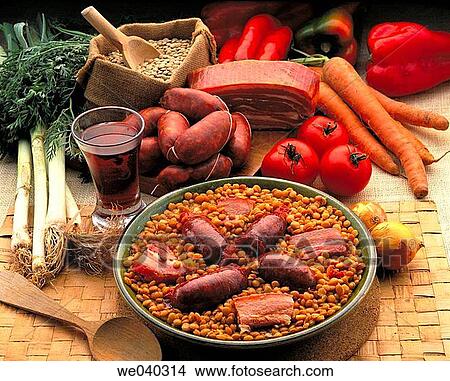 Lentils with pork sausage and bacon View Large Photo Image Picture - Lentils with pork sausage and bacon. Fotosearch