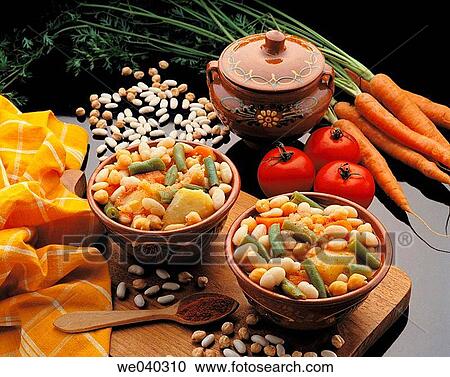 Stock Image - ? Olla gitana? typical stew in Murcia (Spain). Fotosearch