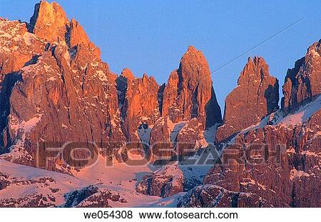 Pala di San Martino in alpine glow. Dolomites, Italy View Large Photo Image Stock Photo - Pala di San Martino in alpine glow. Dolomites, Italy. Fotosearch