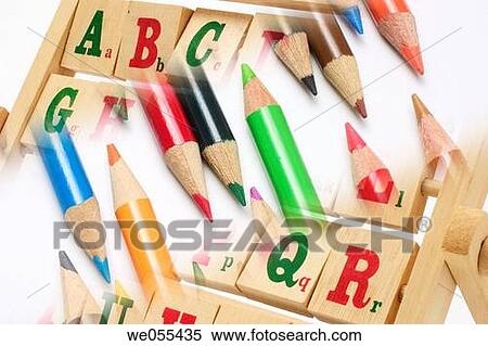 Photo Composite of Colour Pencils and Alphabet Block Set View Large Photo Image Stock Photography - Photo Composite of Colour Pencils and Alphabet Block Set. Fotosearch
