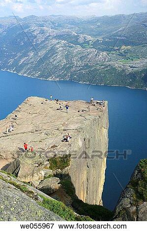 Preikestolen (Pulpit Rock). Lysefjord. Norway View Large Photo Image Stock Photo - Preikestolen (Pulpit Rock). Lysefjord. Norway. Fotosearch