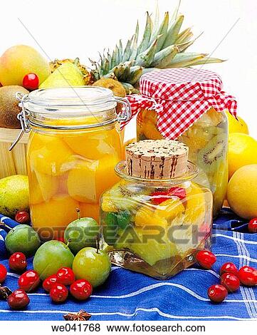 Stock Photo - Preserved food, fruits. Fotosearch