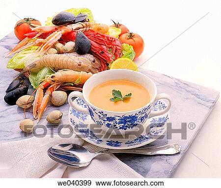 Seafood soup View Large Photo Image Stock Photo - Seafood soup. Fotosearch