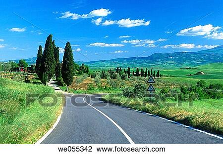 Street near Pienza. Val d? Orcia. Siena province. Tuscany. Italy. View Large Photo Image Stock Image - Street near Pienza. Val d? Orcia. Siena province. Tuscany. Italy.. Fotosearch