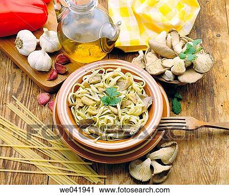 Tagliatelli with fresh mushrooms View Large Photo Image Stock Image - Tagliatelli with fresh mushrooms. Fotosearch
