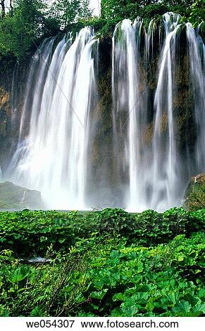 Waterfall, Plitvice Lakes National Park. Croatia View Large Photo Image Stock Photo - Waterfall, Plitvice Lakes National Park. Croatia. Fotosearch