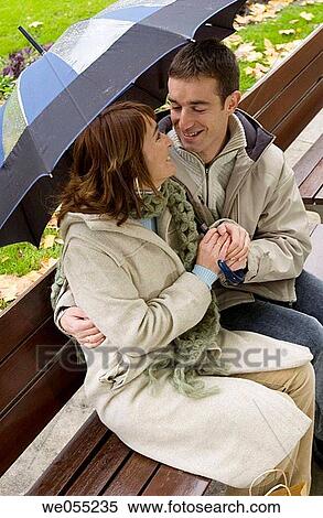Stock Photography - 30's, bond, bench, autumn, 20's. Fotosearch